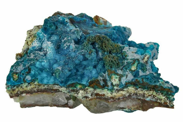 Botryoidal Chrysocolla on Quartz - Tentadora Mine, Peru #169226